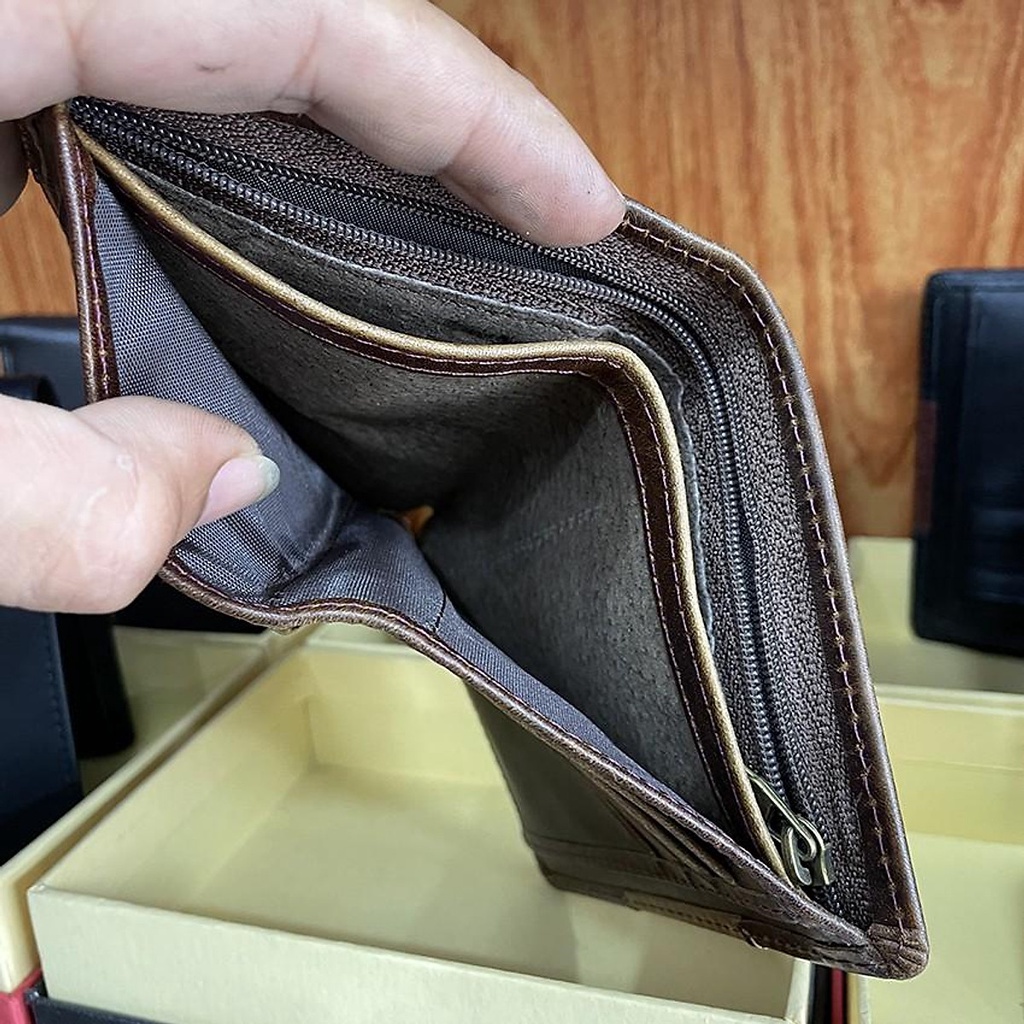 Ví nam cầm tay dạng đứng không logo thiết kế 3 sọc sang trọng độc lạ - VI0219