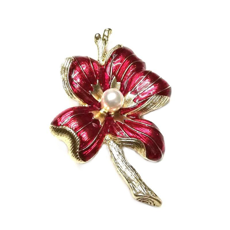 Cài áo thời trang phong cách Châu Âu hoa đỏ 3D GC226