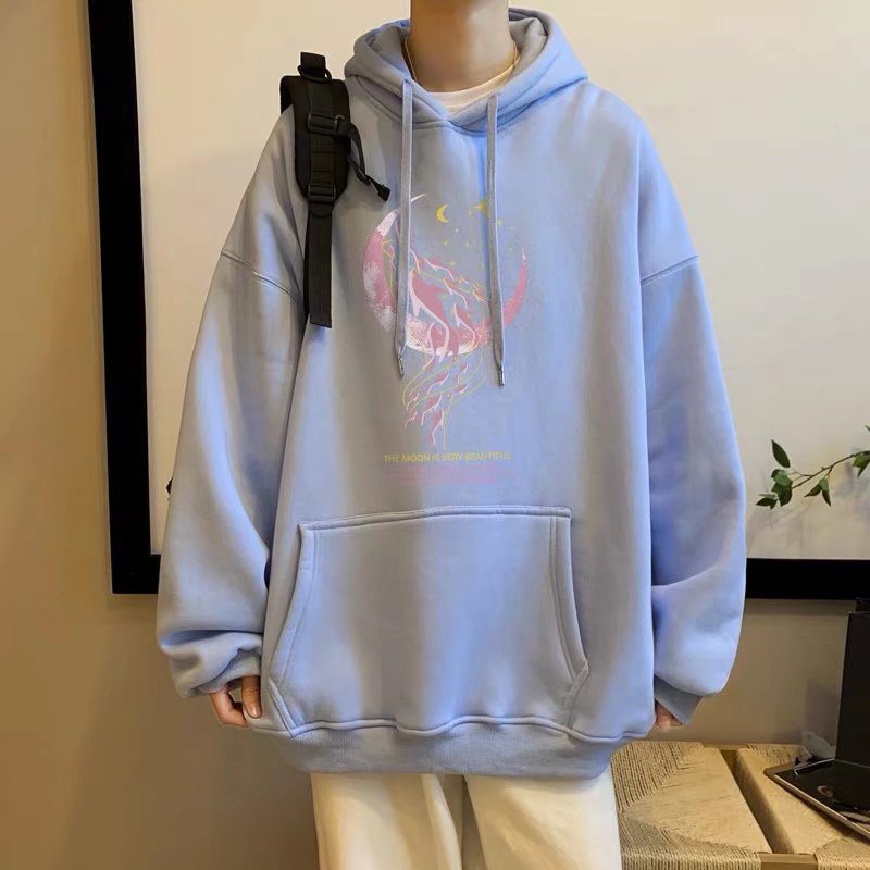 Áo Hoodie Thể Thao Dáng Rộng In Họa Tiết Hoạt Hình Phong Cách Hip Hop Hàn Quốc Thời Trang Cho Nam Cỡ M-5XL