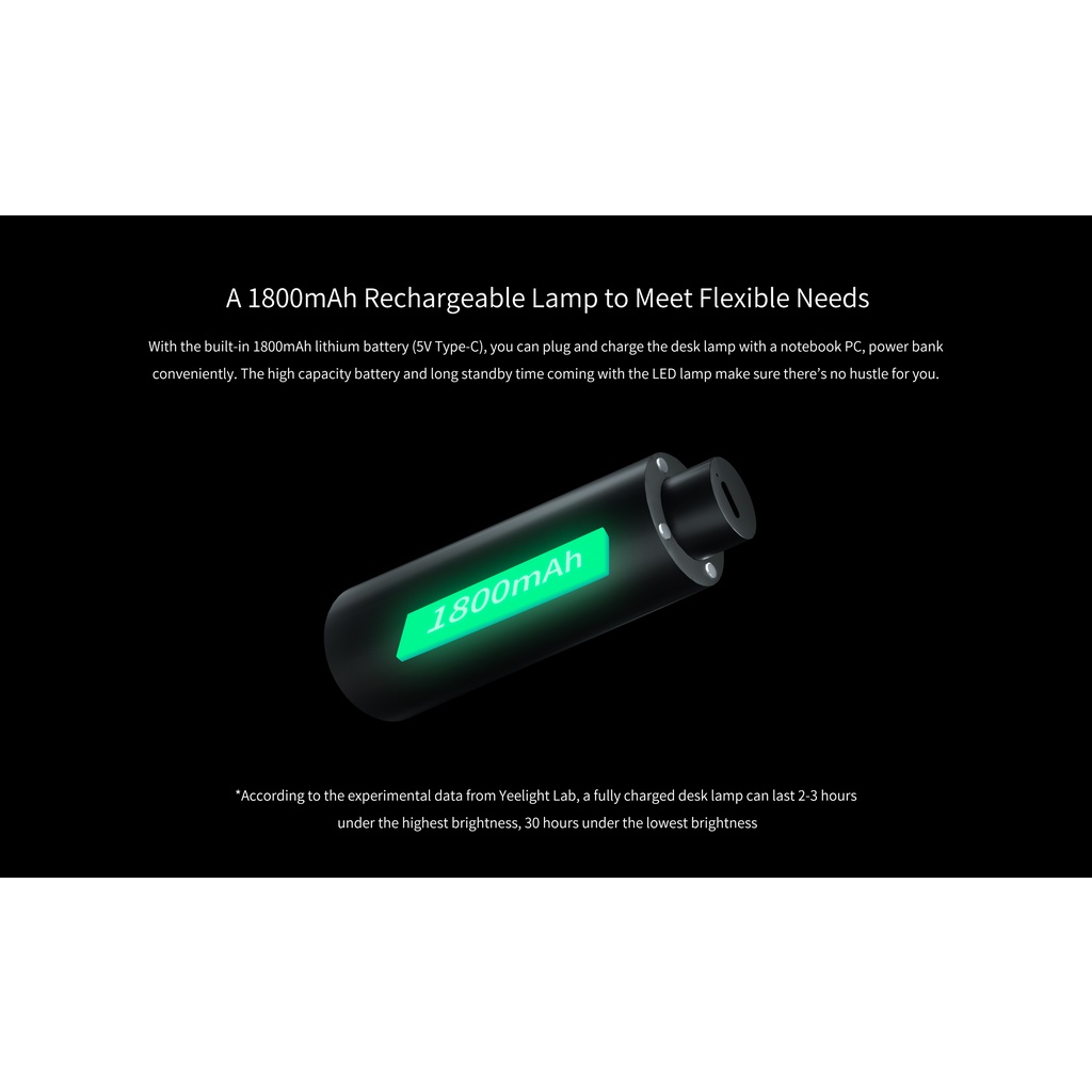 Đèn bàn tích điện đa năng 4 trong 1 Yeelight - Pin 1800mAh - Để bàn, gắn bàn , gắn tường, cầm tay.