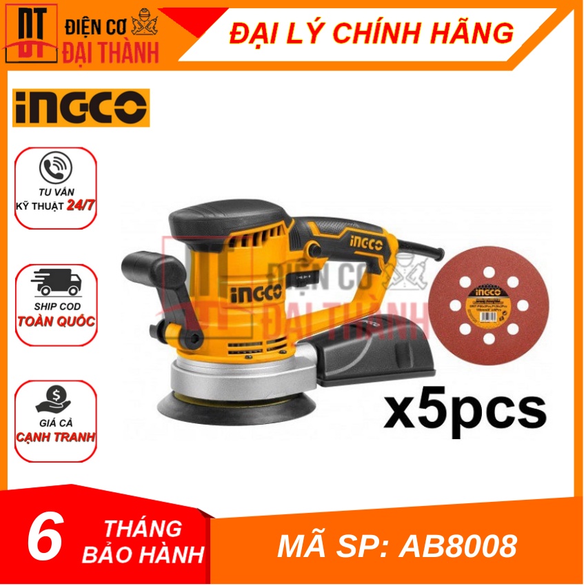 Máy chà nhám tròn Ingco RS4508 150mm, 450W - Thiết bị hoàn thiện bề mặt chuyên nghiệp