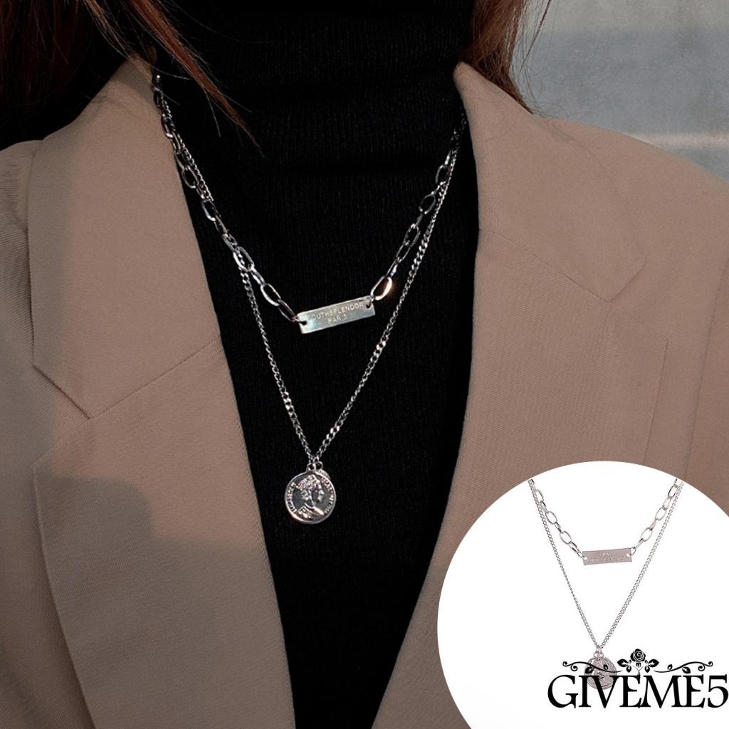 Vòng cổ hai lớp bằng kim loại mặt hình tượng thời trang cho nam nữ