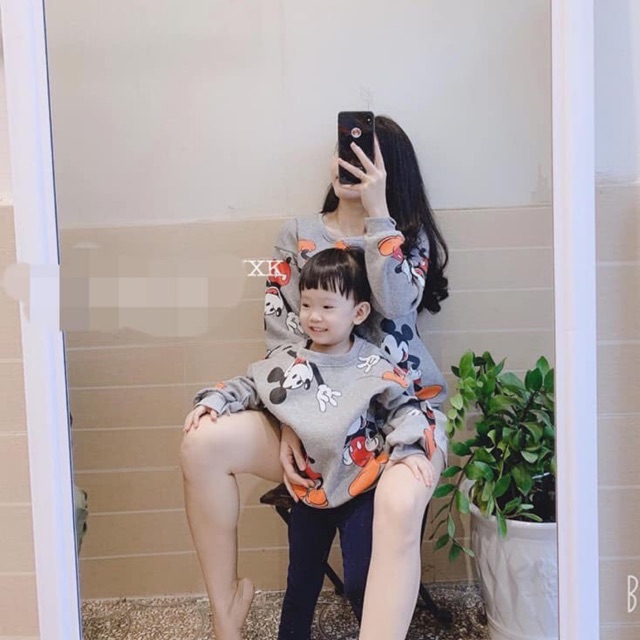 Áo nỉ mickey đôi mẹ con