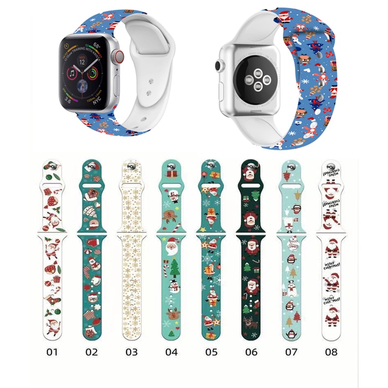 Dây Đeo Silicon Hình Người Tuyết Dễ Thương Cho Đồng Hồ Thông Minh Apple Watch Series 7/6/SE/5/4/3/2/1 38-45mm
