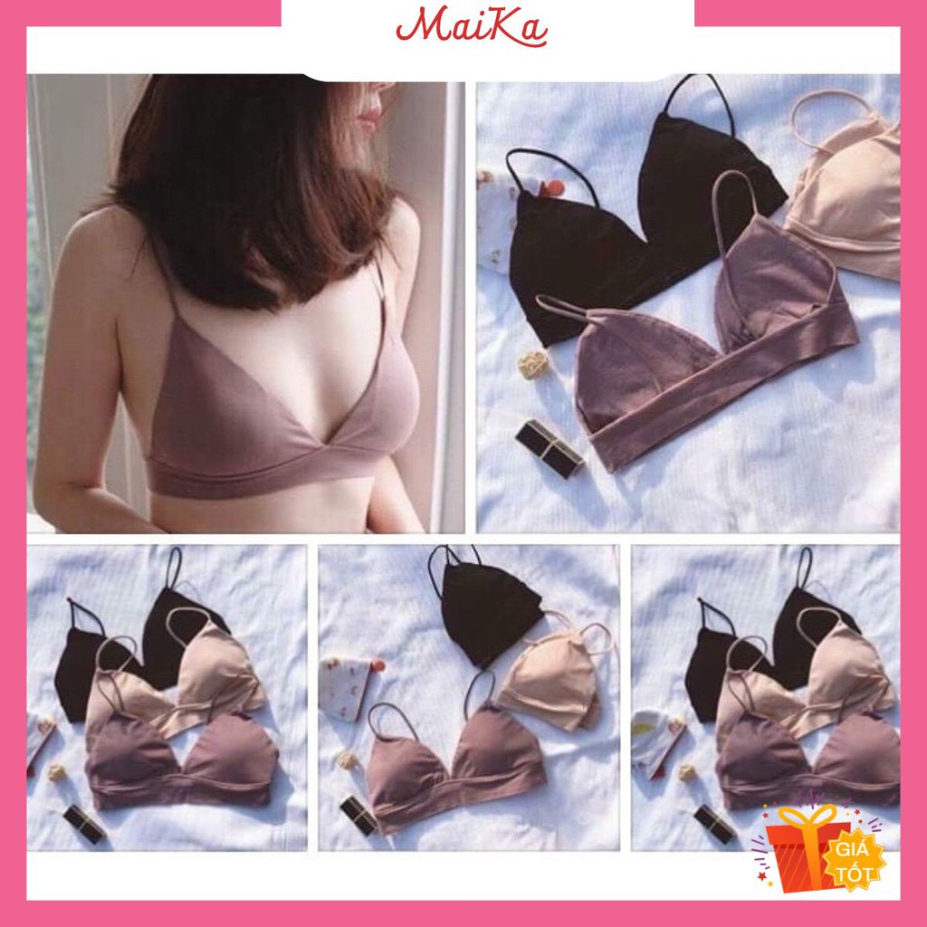 Áo lót nữ cotton mút mỏng không gọng mềm mịn, phụ kiện thời trang MAIKA | BigBuy360 - bigbuy360.vn