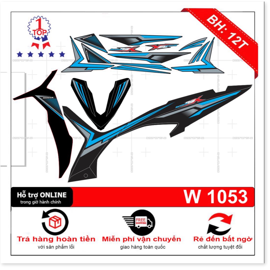 Tem wave RSX xanh đen