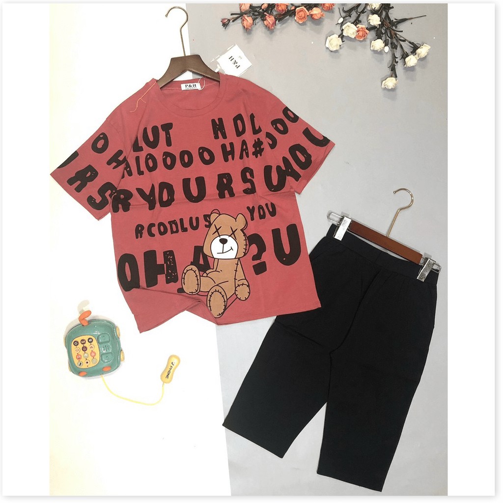 Set bộ đồ mặc nhà nữ quần lửng áo thun phong cách cho chị em KHANH AN FASHION