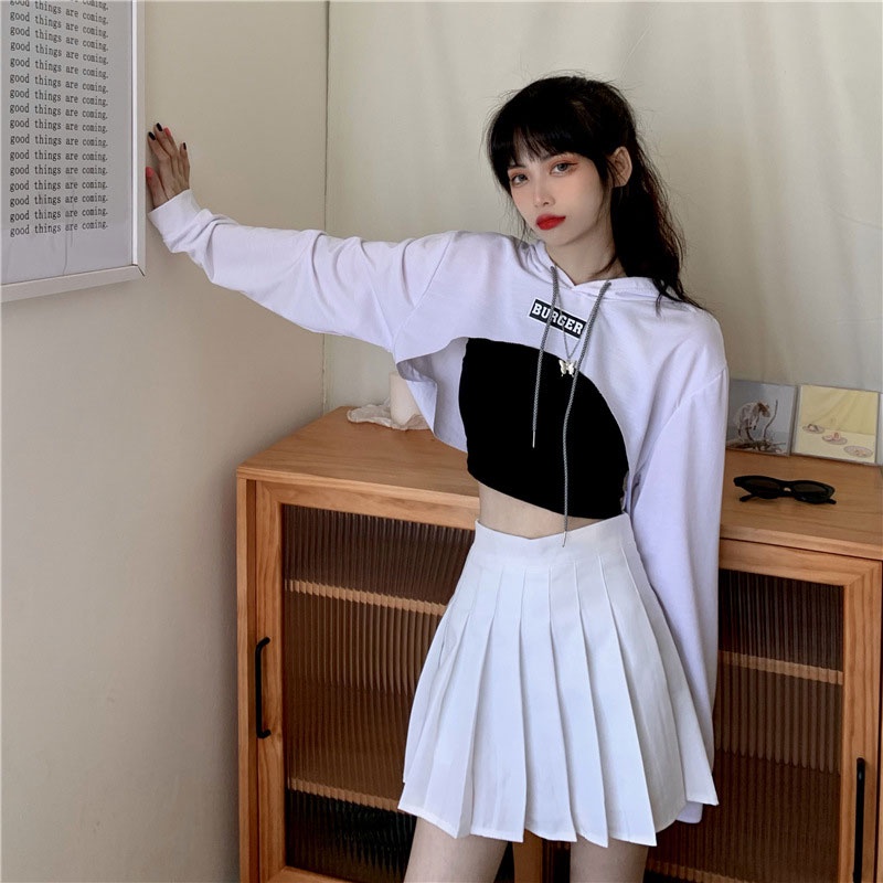 Xin LAN YA SHE Áo Croptop Tay Dài Phong Cách Hàn Quốc Cho Nữ