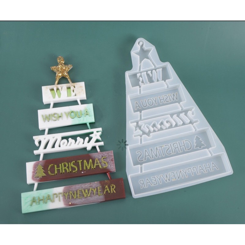 Khuôn resin làm bảng treo cửa kính trang trí noel