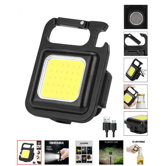 Đèn pin cob mini kiêm móc khóa dùng mở nắp chai đa năng tiện dụng