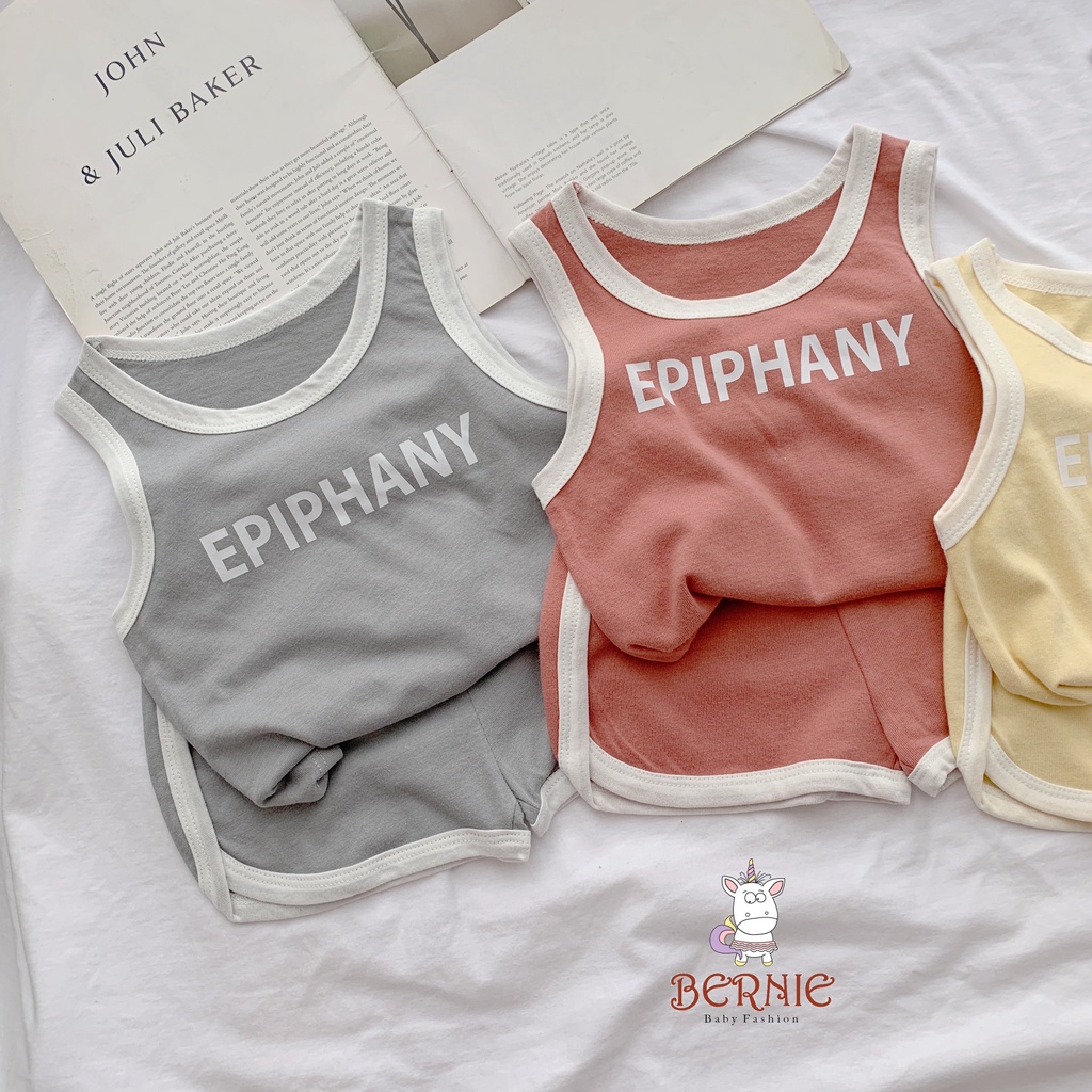 Bộ ba lỗ unisex thể thao cho bé, bộ thun không tay cotton mềm trơn màu