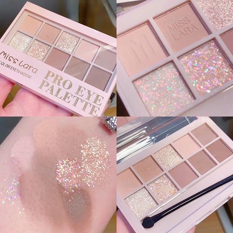 Bảng Phấn Mắt Misslara 10 Màu Tông Sữa Hạt Dẻ/Màu Sâm Panh/Hoàng Hôn Tông Màu Sâm Panh