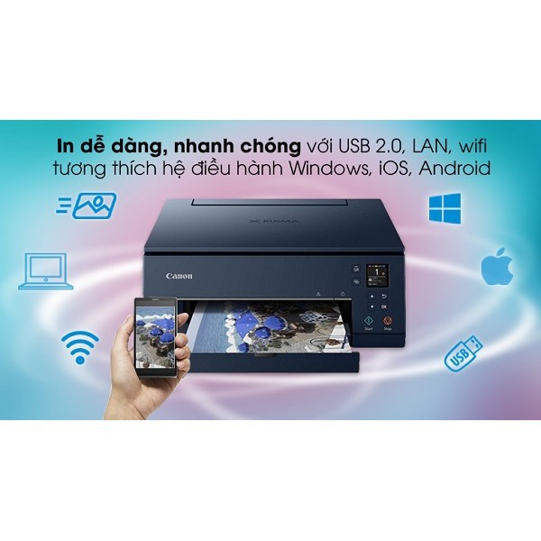 Máy in phun màu đa năng Canon PIXMA TS6370 Wifi, Chính Hãng