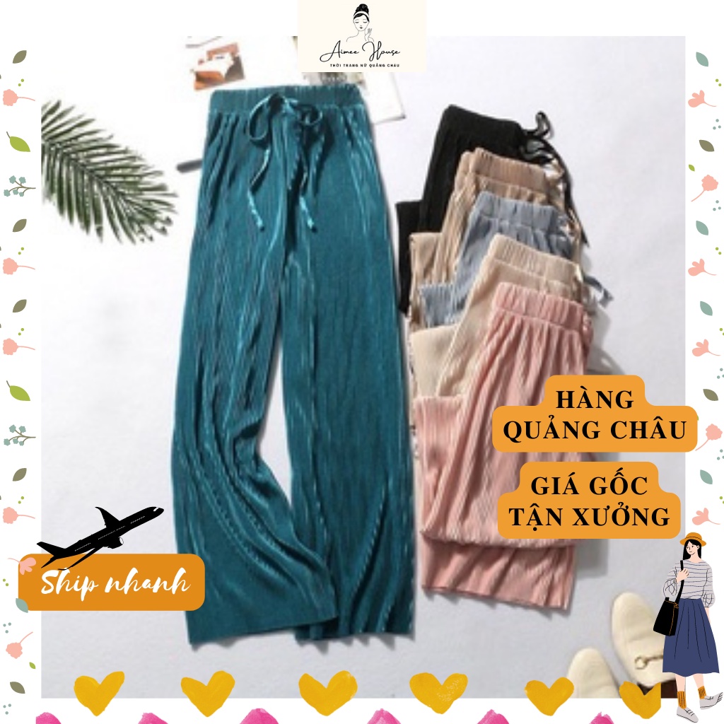 Quần Rộng Xếp Ly Lưng Thun Aimeehouse Có Cỡ Lớn Thời Trang Hàng Quảng Châu Quần Nữ Big Size