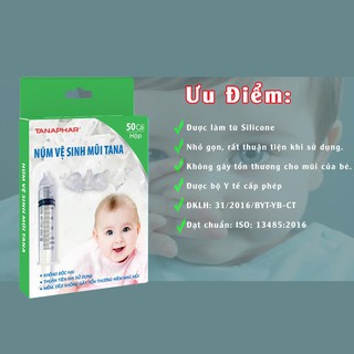 Hộp 50 chiếc Núm silicon rửa mũi, vệ sinh mũi cho bé TANAPHAR