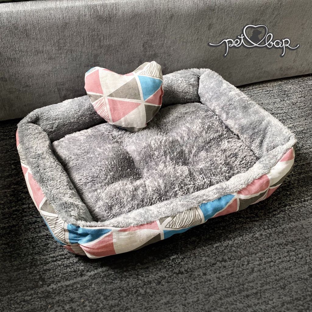 (Ảnh thật) Đệm cho chó mèo Kèm gối trái tim cao cấp, Ổ cho thú cưng dày dặn mẫu mới 2022
