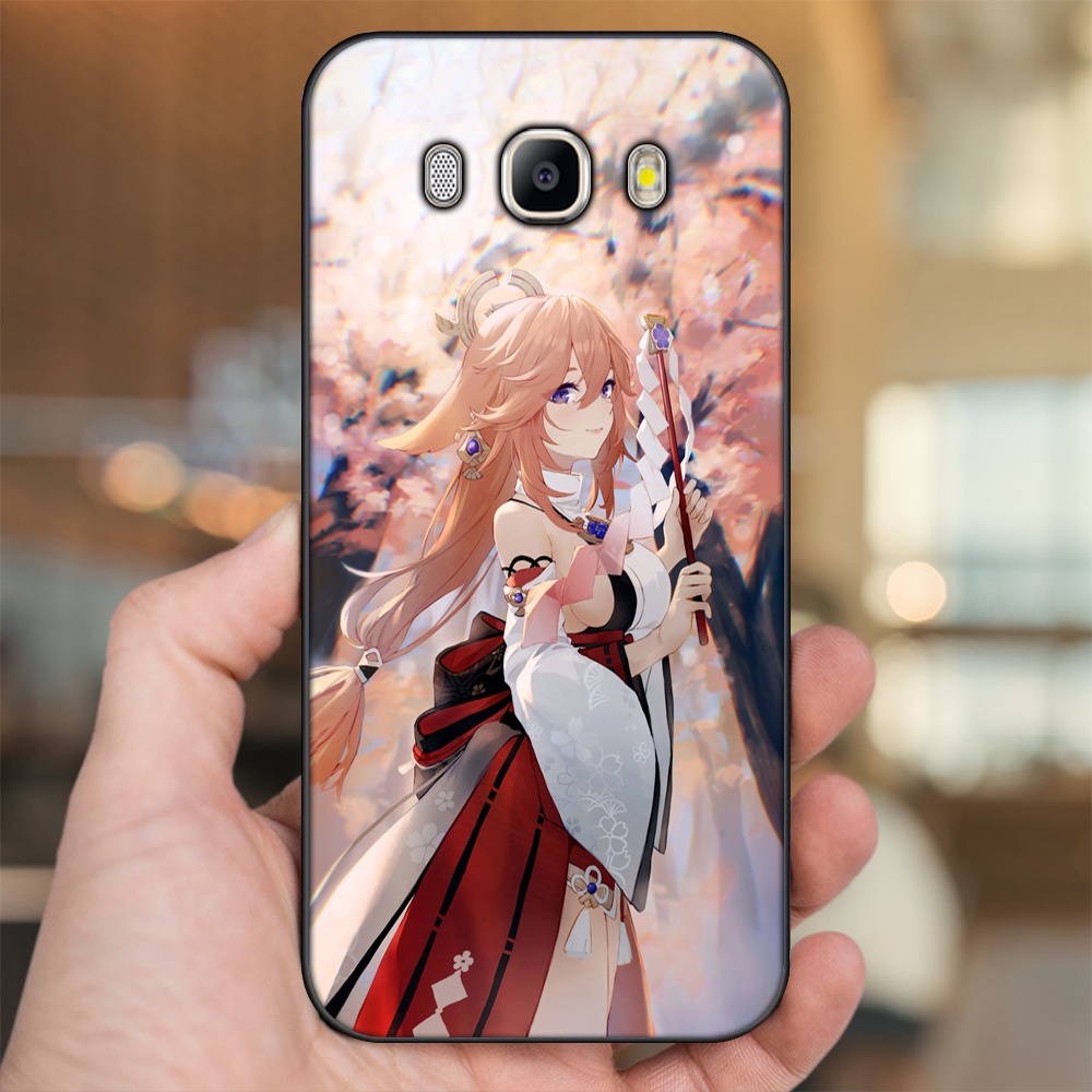 Ốp lưng Samsung J5 2016, J7 2016 viền đen in hình Yae Miko Genshin Impact