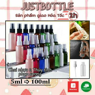 Bình xịt phun sương chiết mỹ phẩm Nhựa PET & Thủy tinh - Chai lọ chiết mĩ phẩm dạng xịt đựng mỹ phẩm nước