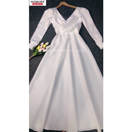 ĐẦM NÀNG CỔ V CHÉO HỞ LƯNG KẾT CHUỔI NGỌC full size :S/M/L/XL ( ẢNH VÀ VIDEO CHỦ SHOP TỰ QUAY 1000%)