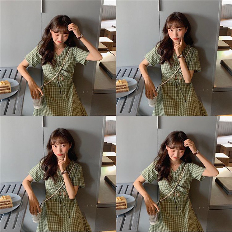 Váy kẻ sọc phụ nữ 2021 mới mùa hè dài phần eo giảm béo váy dài | BigBuy360 - bigbuy360.vn