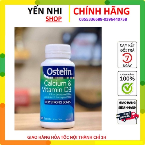 [CHÍNH HÃNG] Calcium & Vitamin D3, Canxi bầu Ostelin 130 viên, Úc