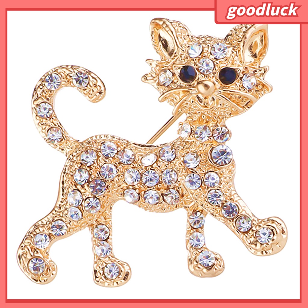 Ghim Cài Áo Hình Chú Mèo Đính Đá Nhân Tạo Thời Trang Cho Nữ