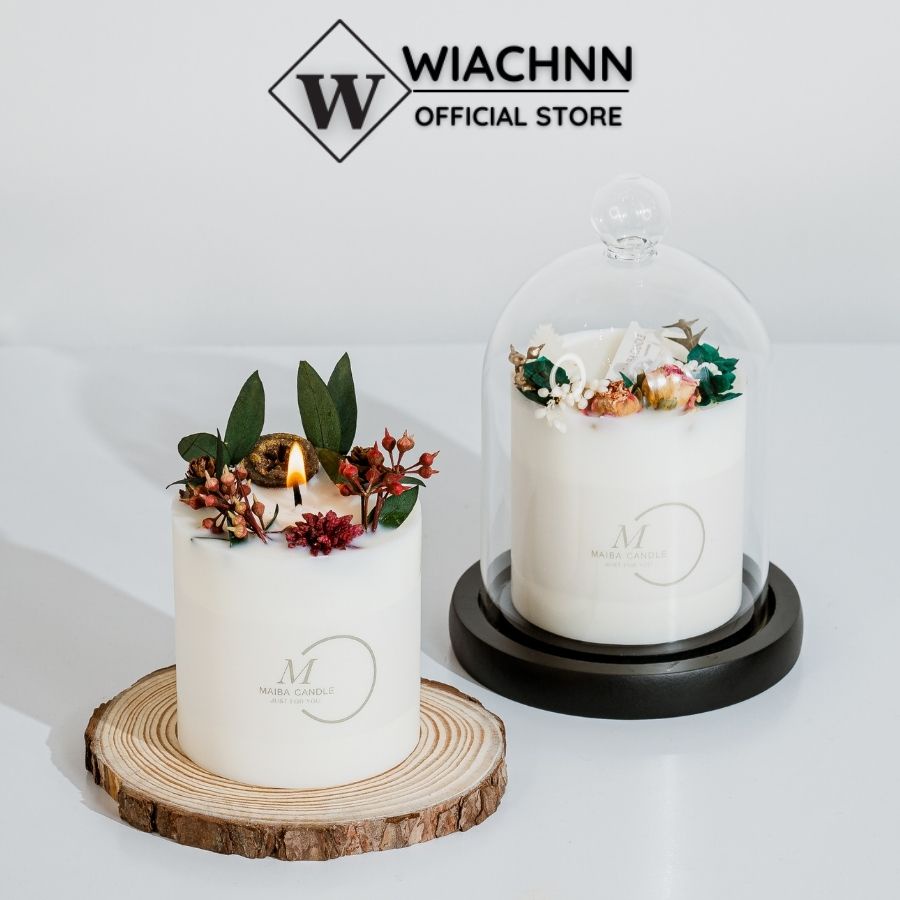 Nến Thơm Hoa Khô Bốn Mùa WIACHNN Handmade Sáp Đậu Nành Hương Tự Nhiên Khử Mùi Decor