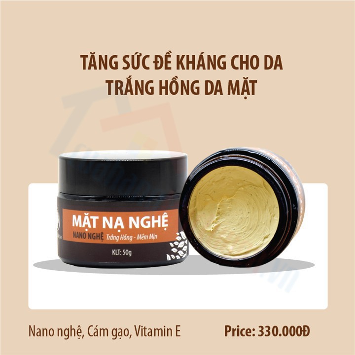 Mặt Nạ Nghệ Hữu Cơ Dưỡng Trắng Da 50Gr | Trắng Hồng | Mờ Thâm | Sáng Da | Dưỡng Ẩm - WonMom