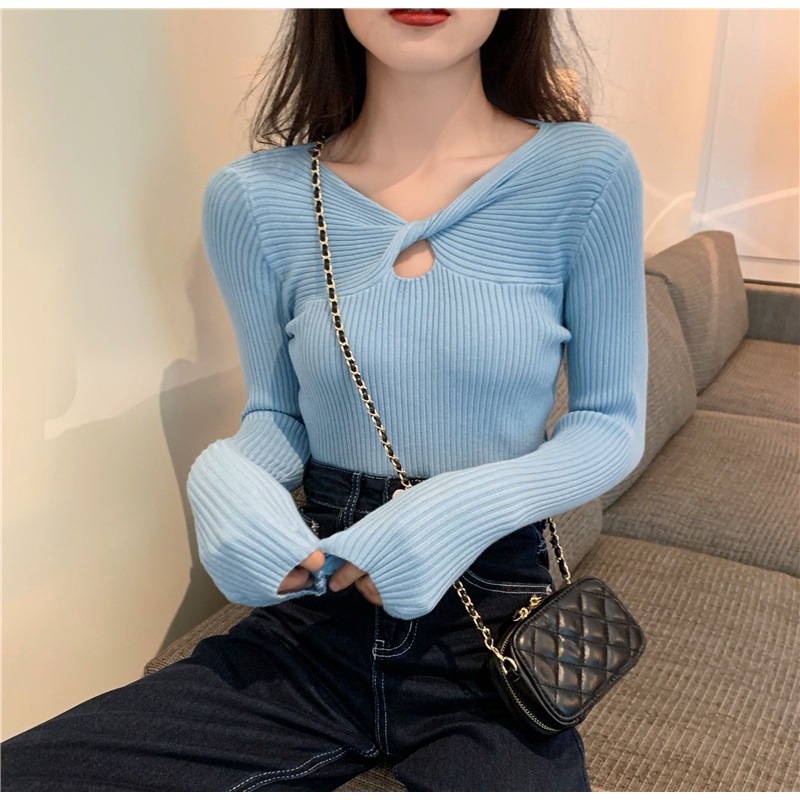 Áo len NZN tay dài cổ chữ V đơn giản thời trang xuân thu dành cho nữ