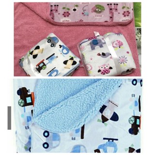 Set 2 chăn, mền lông cừu carter 2 lớp khổ 75x95 cho bé sơ sinh (giao ngẫu nhiên)