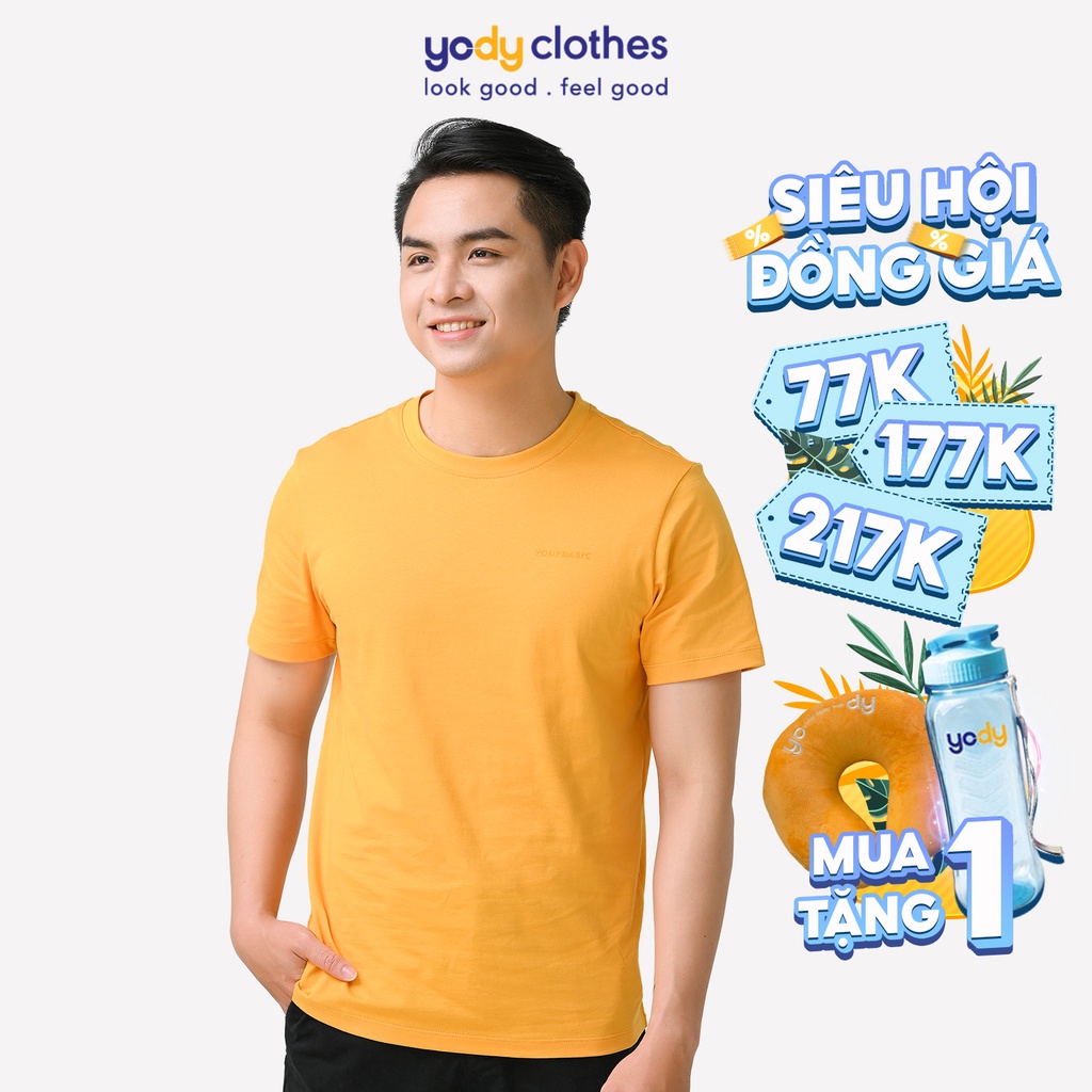 Áo thun nam YODY trơn màu chất vải cotton USA mát mẻ, dáng thể thao TSM5203
