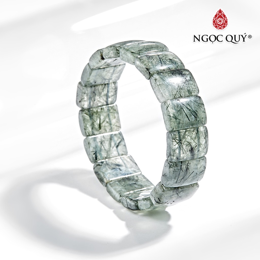 Vòng tay TA tóc xanh phối charm bạc 10x14m - Ngọc QúY
