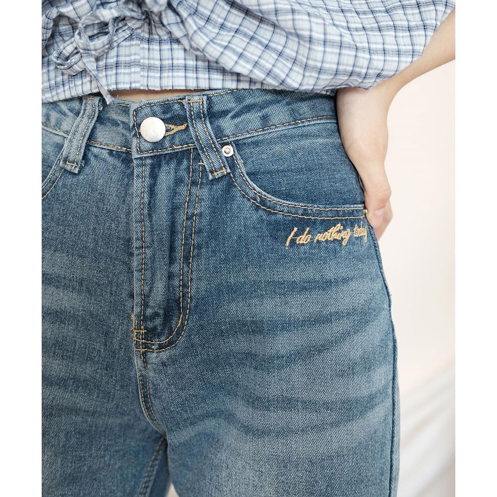 QUẦN ỐNG ĐỨNG JEANS THÊU TÚI [ VẢI MỊN - GIỮ FORM TỐT ]