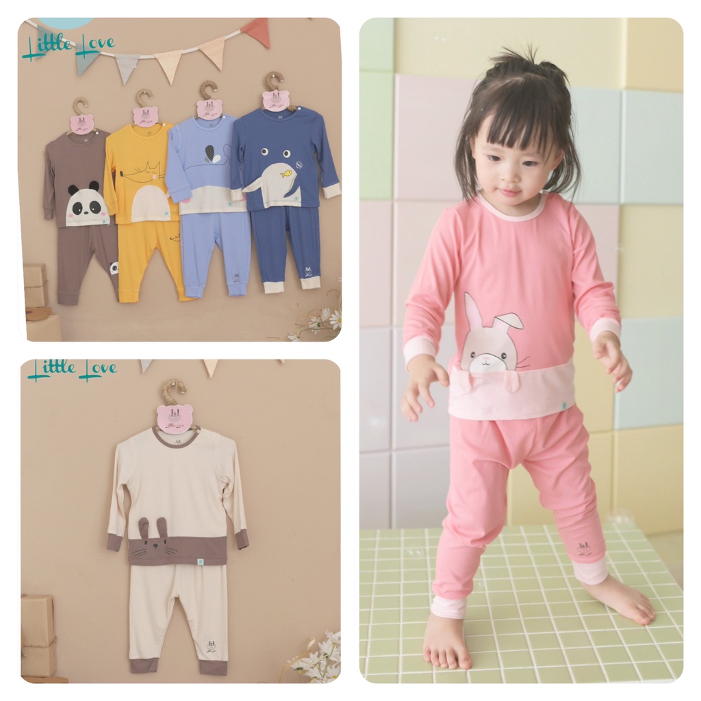 Bộ dài tay cài vai vải tăm hình thú ngộ nghĩnh cho bé