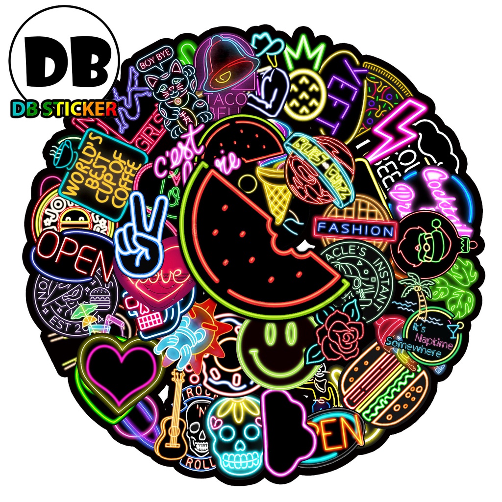 [50 Hình] Hình dán sticker phong cách Neon dán trang trí mũ bảo hiểm, điện thoại, laptop - DB.110
