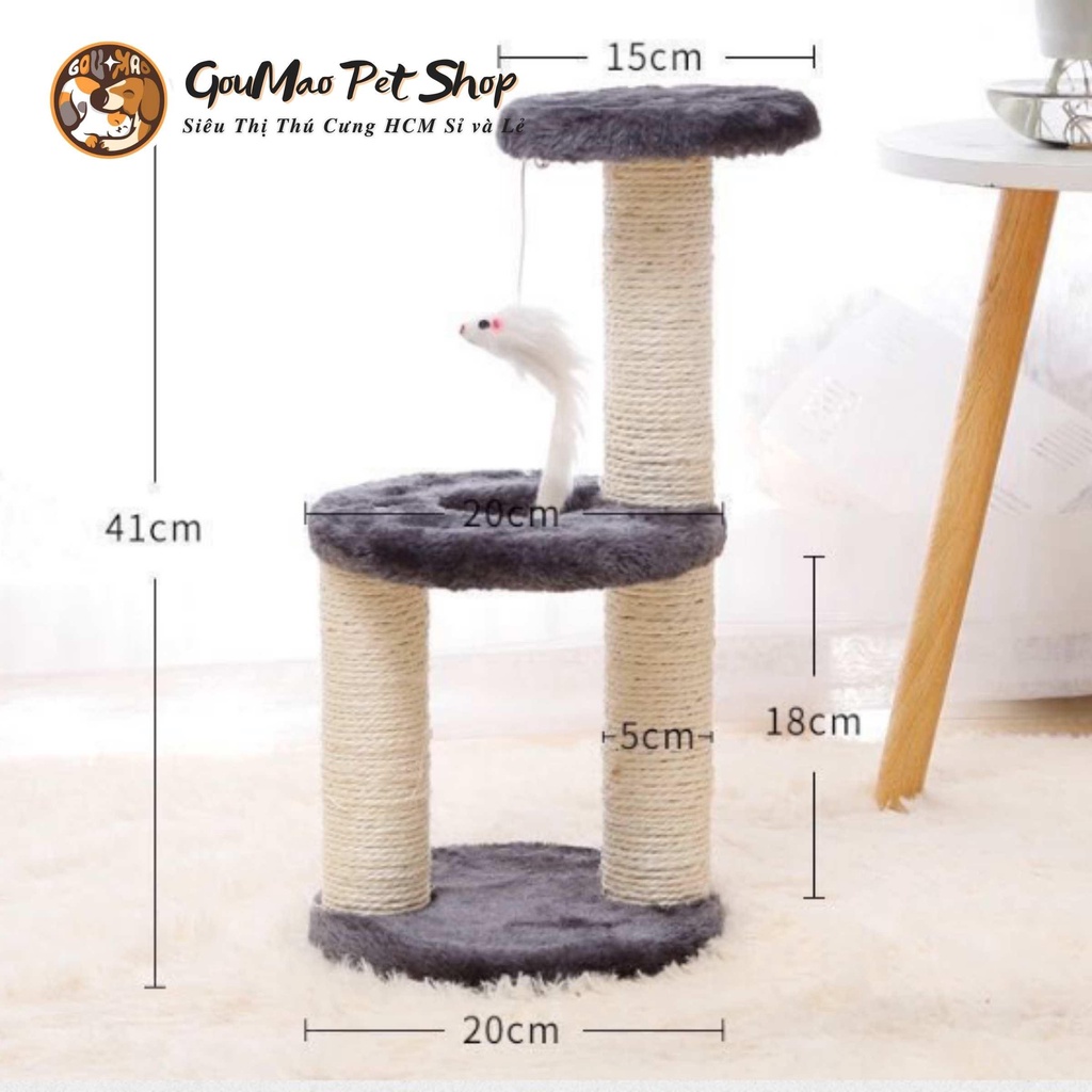 [Ảnh thật]  Trụ cào móng mèo ( Cattree) 3 tầng có nệm và đồ chơi - GOUMAO PET