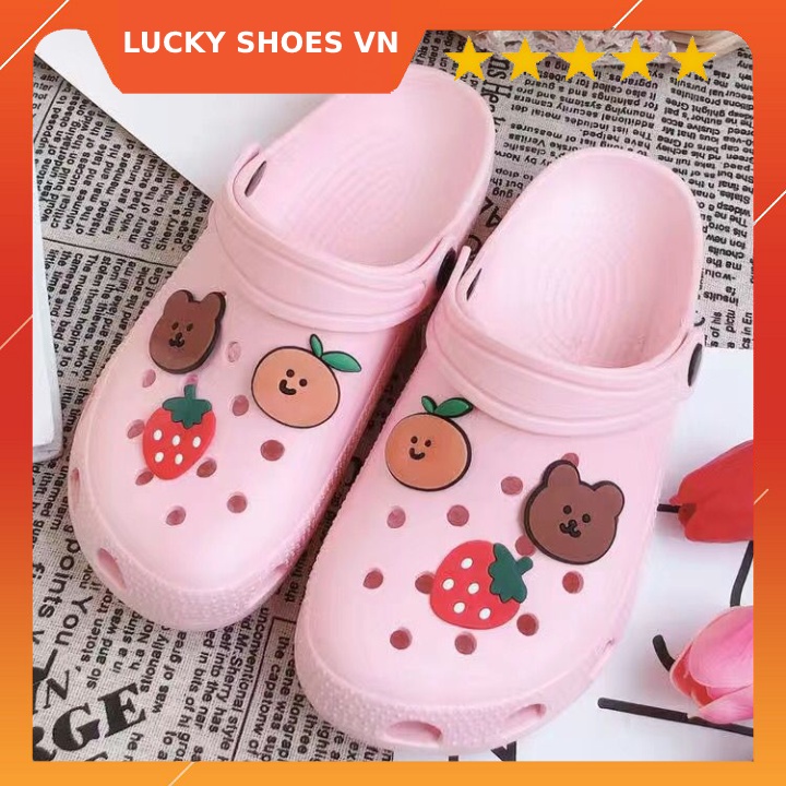 Dép Crocs Nữ  Sticker Trái Cây Thời Trang Cho Bạn Nữ Dễ Thương  Nhẹ Bền êm Chân Giá Cực Rẻ -LuckyShoes VN