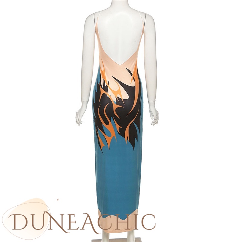 DUNEA Đầm Hai Dây Hở Lưng Cắt Thấp Thời Trang Cho Nữ