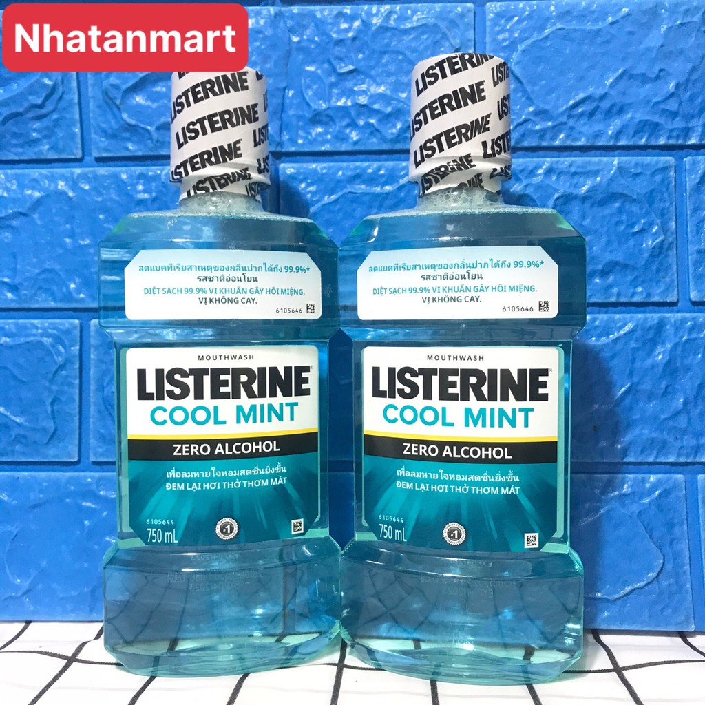 Nước súc miệng Listerine Cool Mint Zero 750ML giúp hơi thở thơm mát, nước súc miệng hương bạc không cay