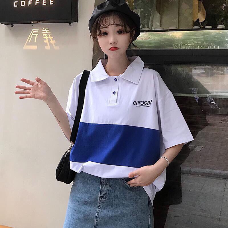 áo thun unisex phối màu có cổ tay lỡ | BigBuy360 - bigbuy360.vn