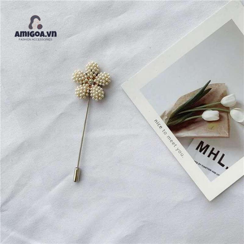 Ghim Cài Áo Hình Hoa Đính Ngọc Trai