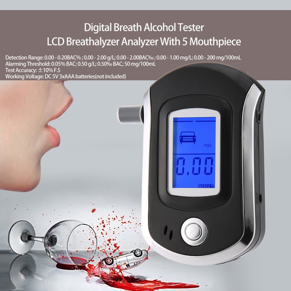 Máy đo nồng độ cồn Alcohol Tester AT6000 phiên bản mới 2019, máy kiểm tra cồn trong hơi thở (loại cao cấp)