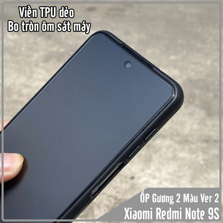 Ốp lưng Xiaomi Redmi Note 9S gương cứng 2 màu Gradient Ver 2 , viền TPU dẻo đen