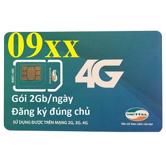 Sim 4G Viettel V120 Đầu 09-(2Gb/ngày, Gọi nội mạng miễn phí)-Đăng ký chính chủ