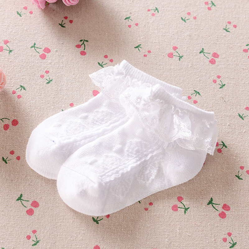 Vớ Cotton Cổ Thấp Phối Ren Hoa Xinh Xắn Cho Bé Gái Sơ Sinh