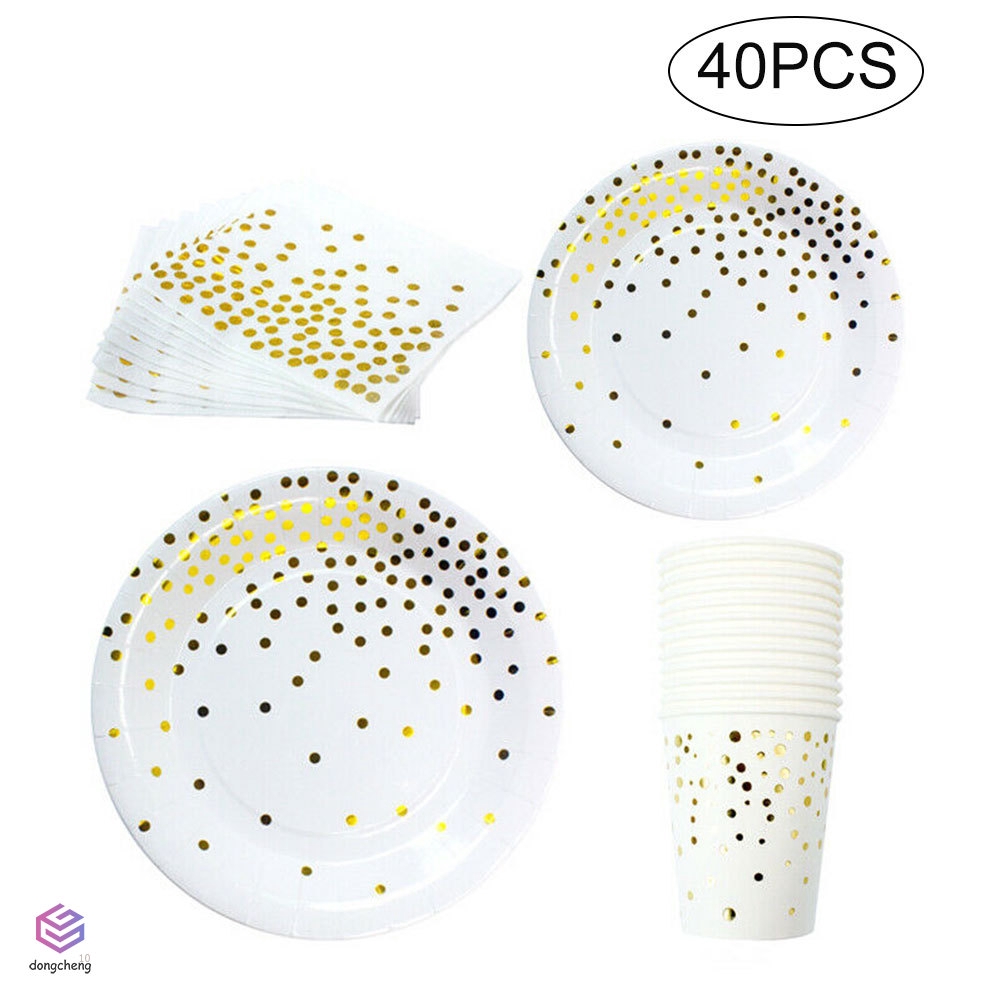 Bộ 40 cốc/ đĩa giấy dùng 1 lần dùng trang trí tiệc cưới/ sinh nhật