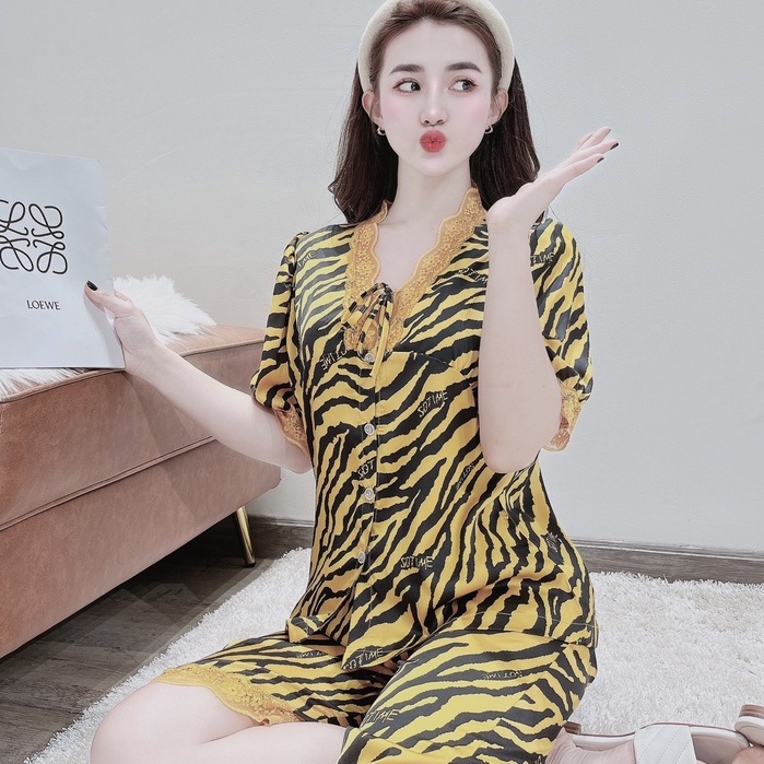 Đồ Bộ Lụa Tơ/Satin Quần Lửng Mặc Ở Nhà Nữ - Bộ Quần Áo Ngủ Nữ Mặc Nhà Mùa Hè, Nhiều Màu Dễ Thương, YENBEAUTY