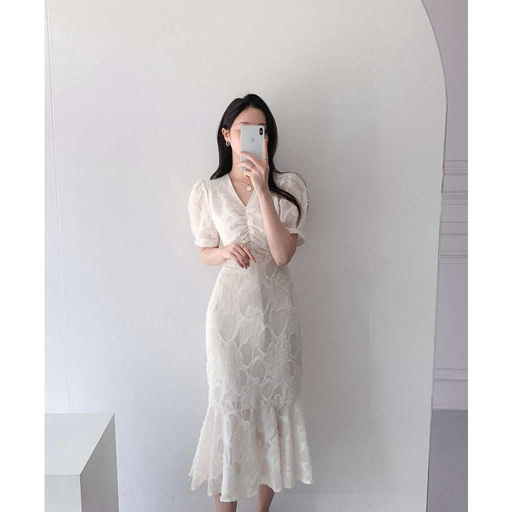 Đầm Đen Dáng Ôm Cổ Chữ V Xếp Ly Thời Trang 64173