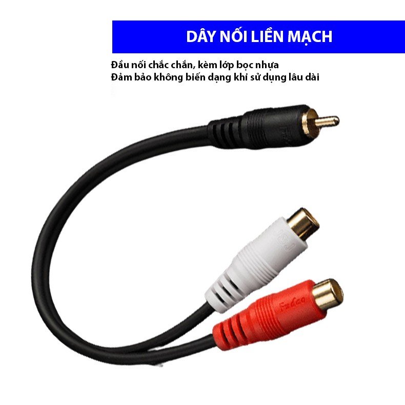 Dây tín hiệu 1 đầu bông sen (AV/RCA) đực ra 2 đầu bông sen (AV/RCA) cái JSJ 325 dài 1.8m cho ra âm thanh tự nhiên nhất