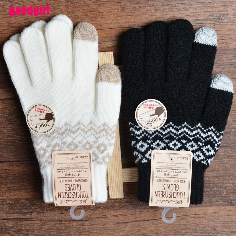 Good 1pair Winter Gloves Unisex Stretch Knits Imitation Wool Full Finger